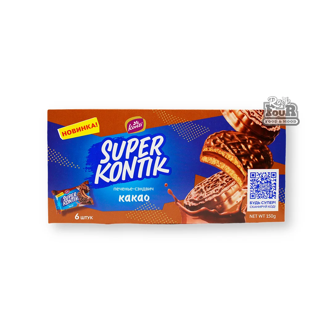 Печенье-сэндвич «Konti Super Kontik» со вкусом какао 6шт